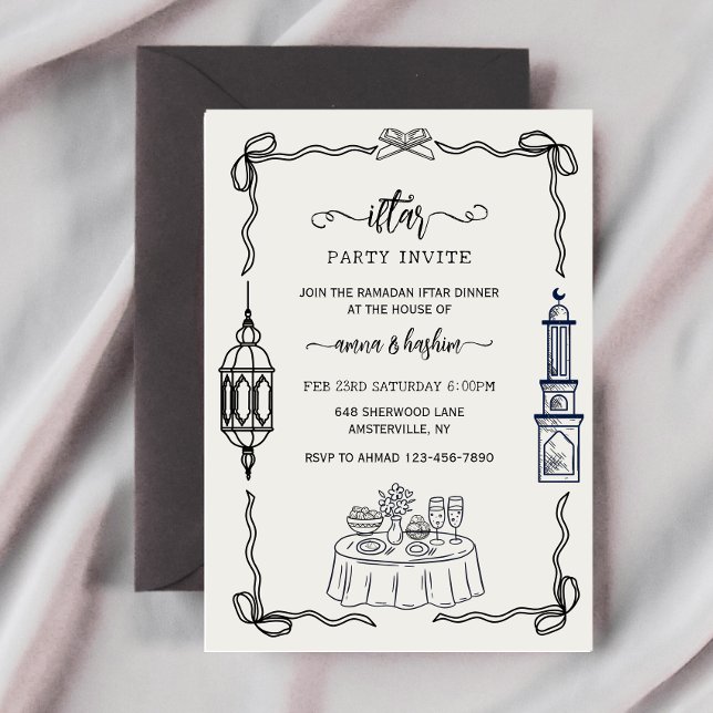 Ramadan Bow doodle  ramadan iftar invitations (Creator Uploaded)