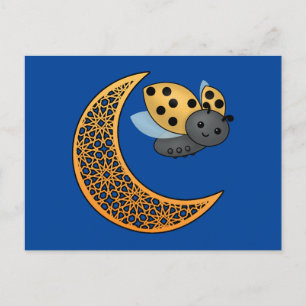 Ramadan Crescent Moon Ladybug Postcard
