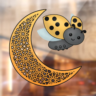 Ramadan Crescent Moon Ladybug Window Cling