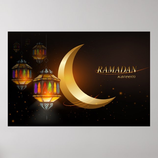 Ramadan Golden Moon Colourful Fanoos Poster (Front)