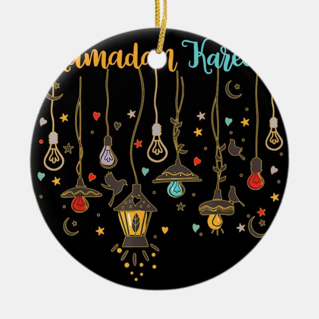 Ramadan Kareem Cool Islamic Fasting Outfit for Ceramic Ornament (Front)