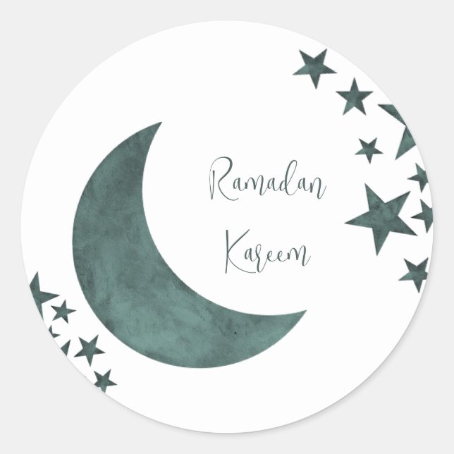 Ramadan Kareem crescent Islam mubarak stars Postca Classic Round Sticker (Front)
