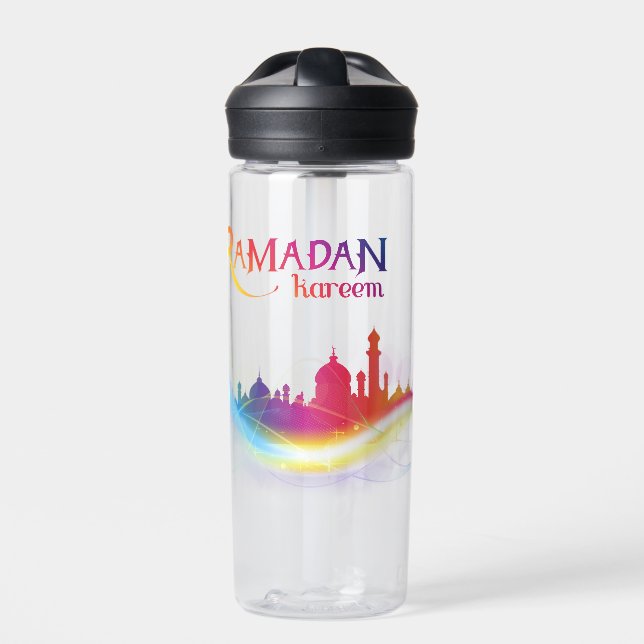Ramadan Kareem Custom-Cut Vinyl Sticker Water Bottle (Front)
