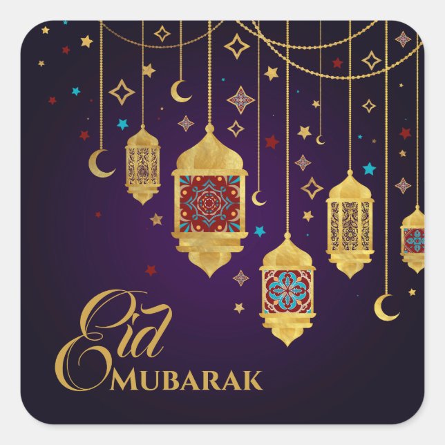 Ramadan Kareem -Eid Mubarak - Happy Eid Square Sticker (Front)