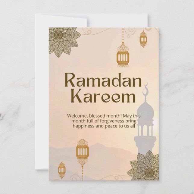 Ramadan Kareem Elegant Islamic Greeting Card – Gol (Front)