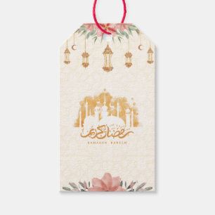 Ramadan Kareem Floral Watercolor Lanterns Gift Tags