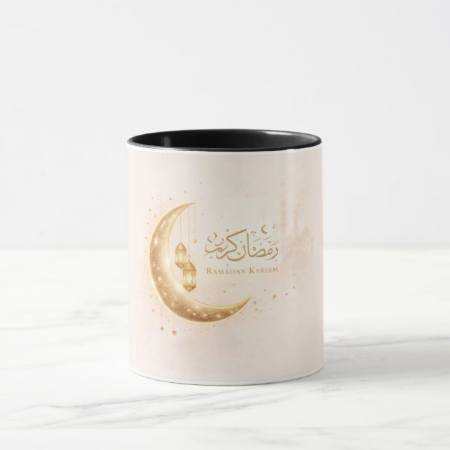 Ramadan Kareem Gold Crescent Mug – Elegant Islamic (Center)