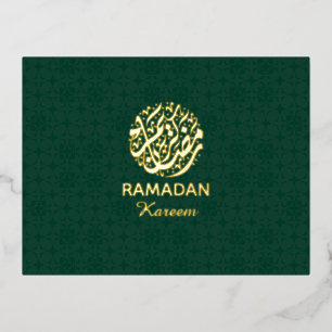 Ramadan Kareem Gold Foil Islamic  Holiday Postcard