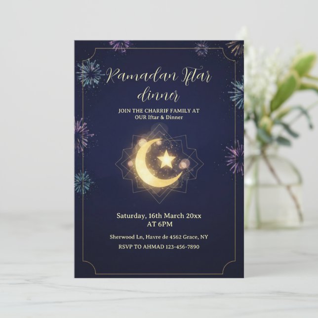 Ramadan Kareem Iftar dinner Party Invitation (Debout devant)