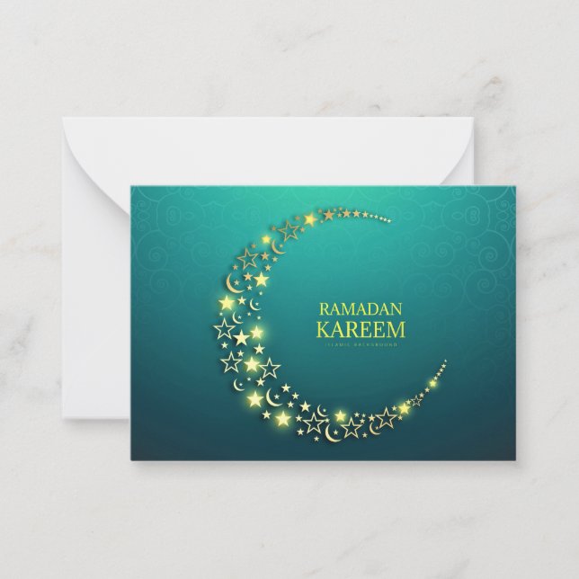 Ramadan Kareem Islamic Gold Crescent      Card (Front)