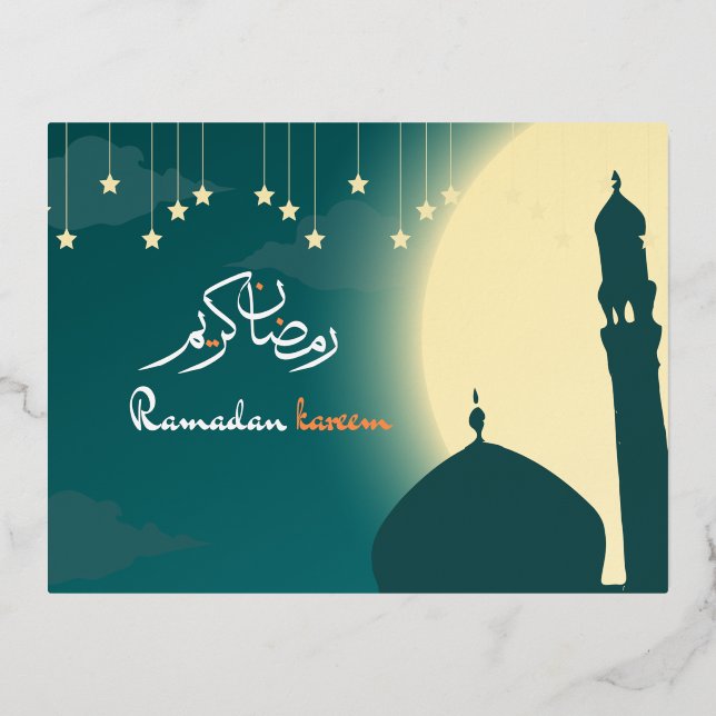 Ramadan Kareem Islamic Ramadan greetings Foil Invitation Postcard (Front)