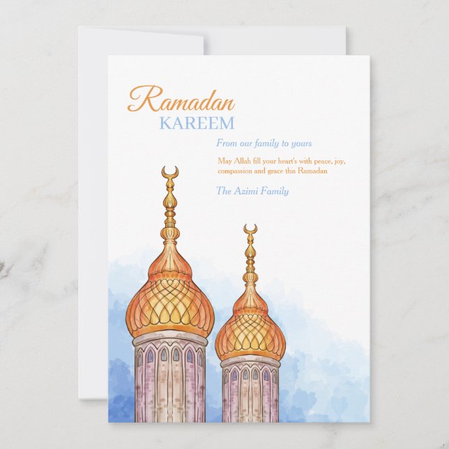 Ramadan Kareem Mosque Holiday Card (Front)