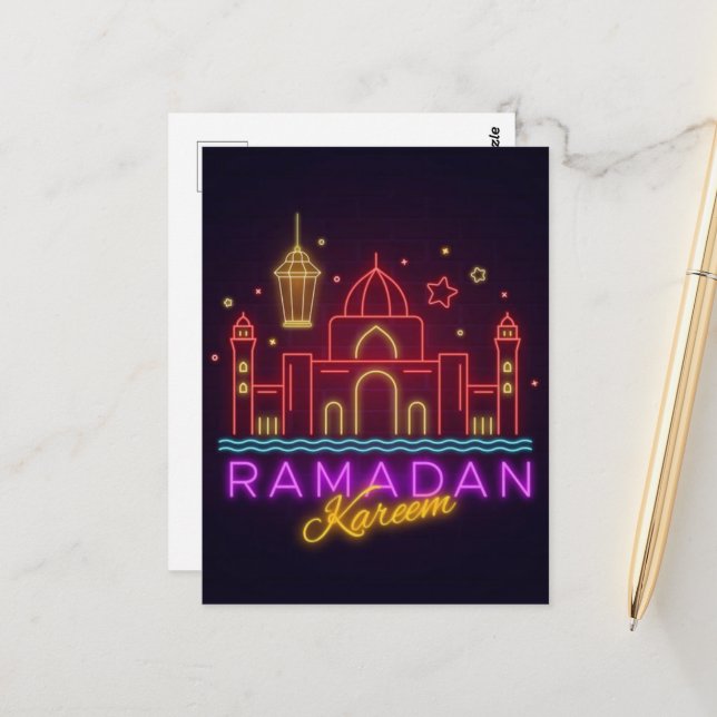 Ramadan Kareem Mosque Postcard (Front/Back In Situ)