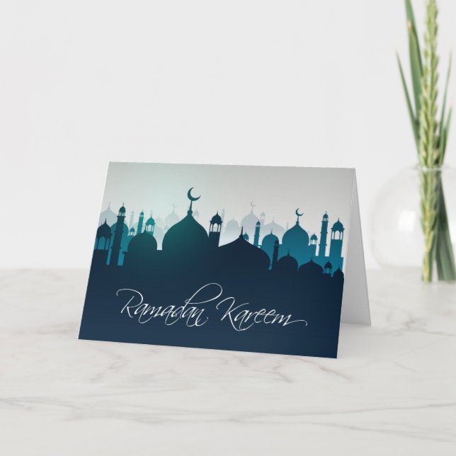 Ramadan Kareem Mosquées silhouettes Cartes de voeu (Devant)