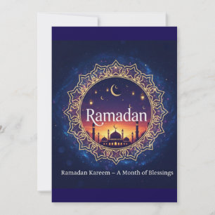 Ramadan Kareem Mubarak Crescent Islam Iftar Suhoor Holiday Card