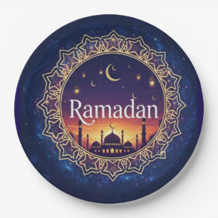 Ramadan Kareem Mubarak Crescent Islam Iftar Suhoor Paper Plate
