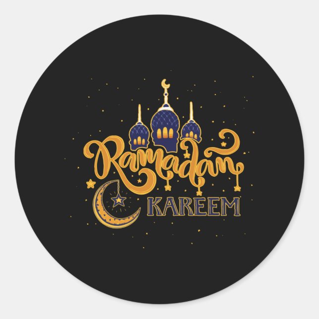 Ramadan Kareem Mubarak Fasting Classic Round Sticker (Front)