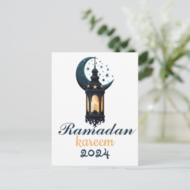 Ramadan Kareem Mubarak Lantern ramadan 2024 Holiday Postcard (Standing Front)