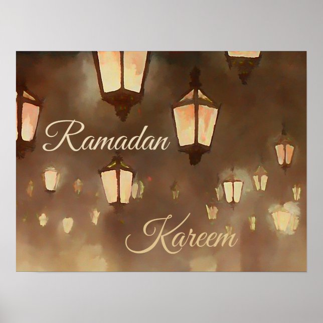 Ramadan Kareem -  painting with lampards  Poster (Front)