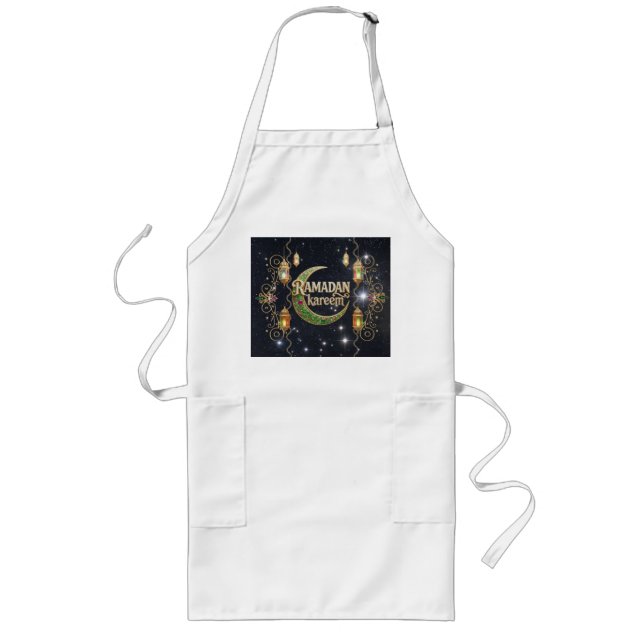 Ramadan Kareem shiny sky Long Apron (Front)