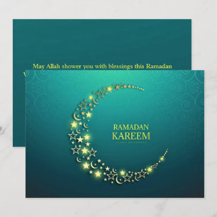 Ramadan Kareem Starry Gold Crescent Holiday Card