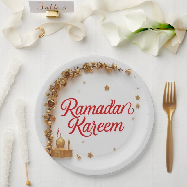 Ramadan Kareem theme gift Sticker for celebration  Paper Plate (Wedding)