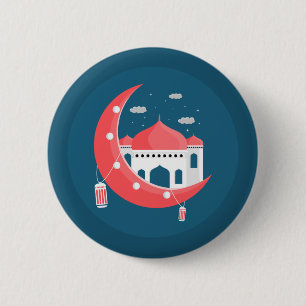 Ramadan Kareem Typography Islamic Crescent Text 2 Inch Round Button