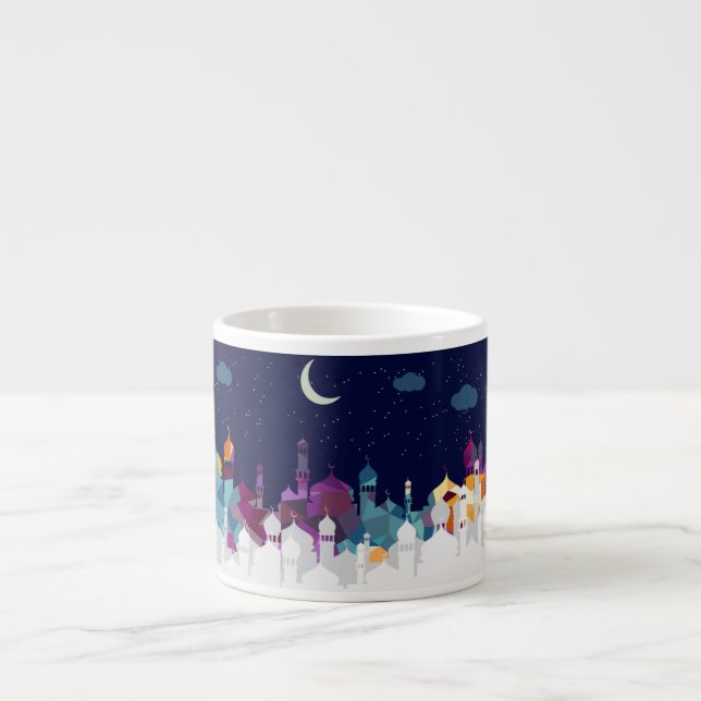Ramadan Kareem Typography Islamic Crescent Text Espresso Cup (Front)