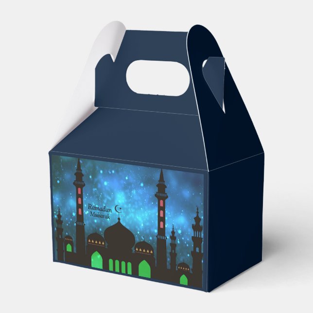 Ramadan Kareem Typography Islamic Crescent Text Favor Box (Back Side)