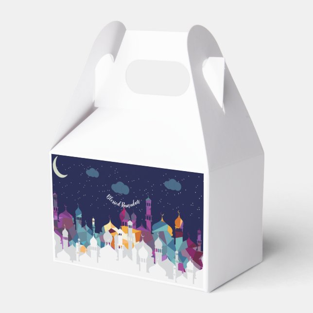 Ramadan Kareem Typography Islamic Crescent Text Favor Box (Front Side)