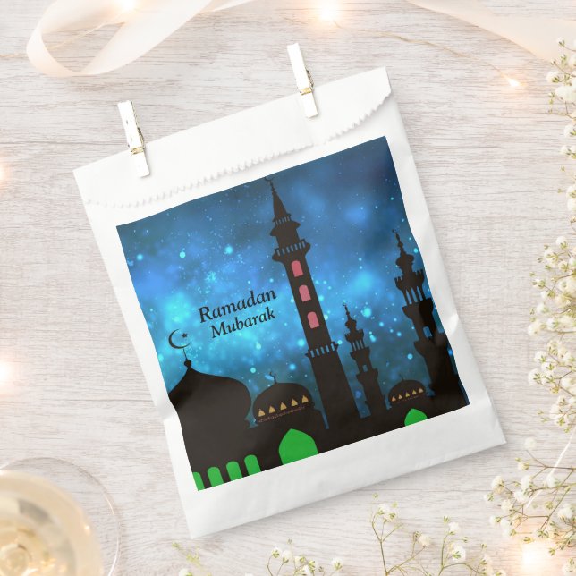 Ramadan Kareem Typography Islamic Crescent Text Favour Bag (Clipped)
