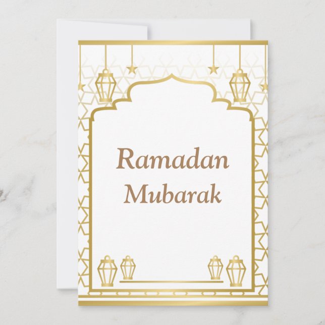 Ramadan Kareem Typography Islamic Crescent Text Holiday Card (Front)