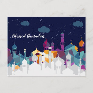 Ramadan Kareem Typography Islamic Crescent Text Holiday Postcard
