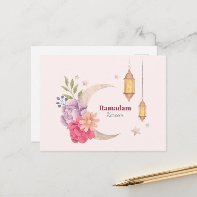  Ramadan Kareem Watercolor Postcard (Front/Back In Situ)