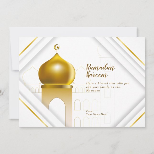 Ramadan Kareem | White Modern Frame Greeting Card (Front)