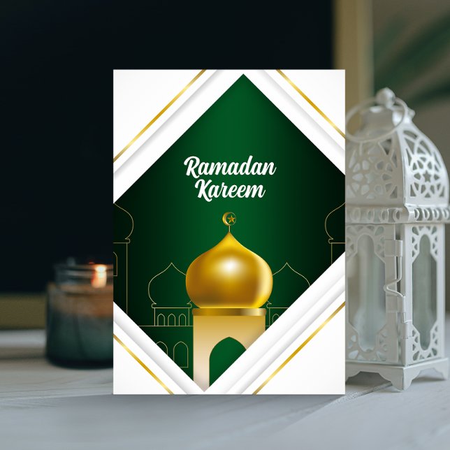 Ramadan Kareem | White Modern Frame Greeting Card (Creator Uploaded)