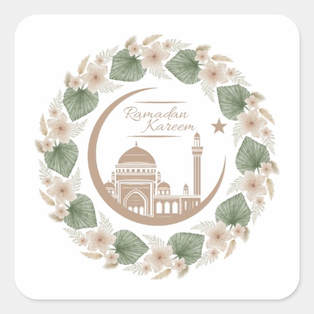 ramadan karem square sticker (Front)