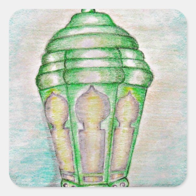 Ramadan lantern square sticker (Front)