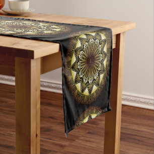Ramadan Mandala Black Table Runner
