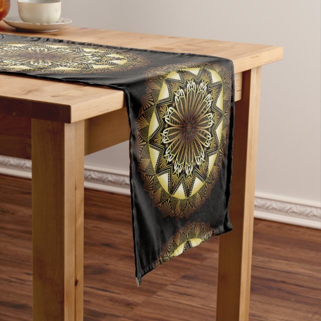 Ramadan Mandala Black Table Runner (In Situ)