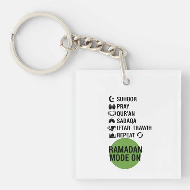 Ramadan Mode On,Islamic Fasting Activities List, Keychain (Front)