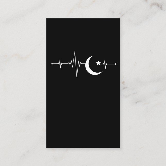 Ramadan Moon Islam Heartbeat Crescent Muslim Business Card (Front)