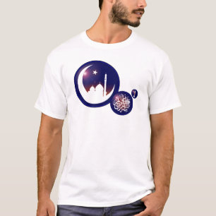 Ramadan Mosque in Crescent Moon with Fanous Blue T-Shirt