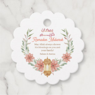 Ramadan Mubarak Arabic Calligraphy Floral Lamp Favour Tags