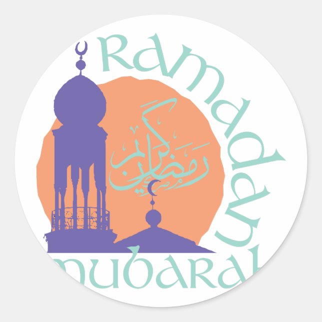Ramadan Mubarak Classic Round Sticker (Front)