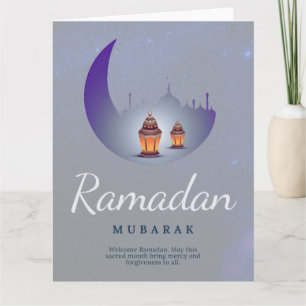 Ramadan Mubarak Crescent Moon Lantern Art Card