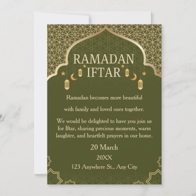 Ramadan Mubarak Invitations – Elegant Family Iftar (Front)