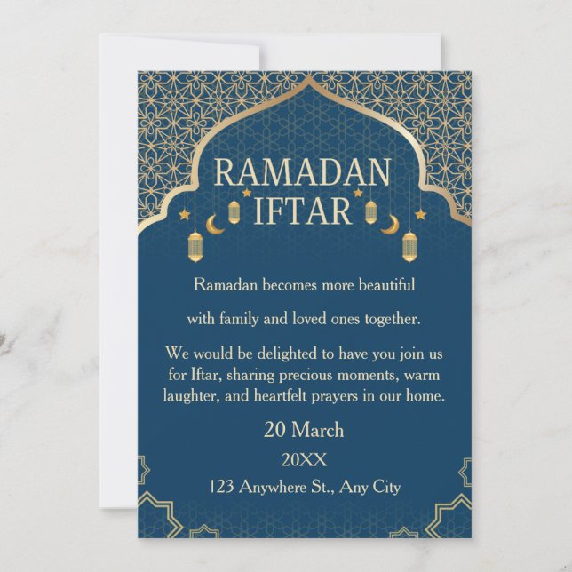 Ramadan Mubarak Invitations – Elegant Family Iftar (Front)