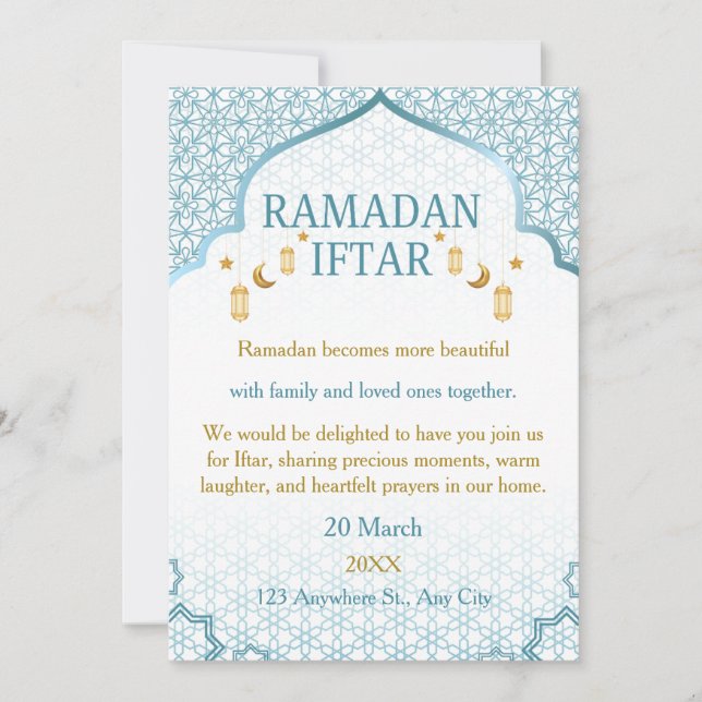 Ramadan Mubarak Invitations – Elegant Family Iftar (Front)