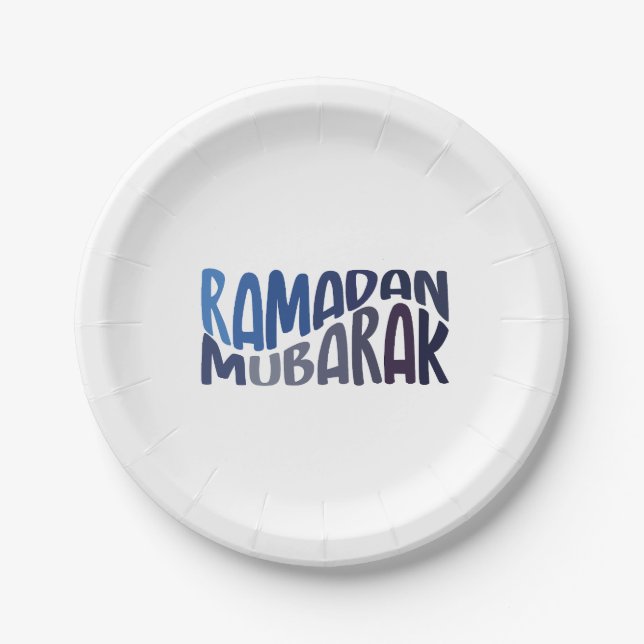 Ramadan Mubarak Islamic quote  Paper Plate (Front)